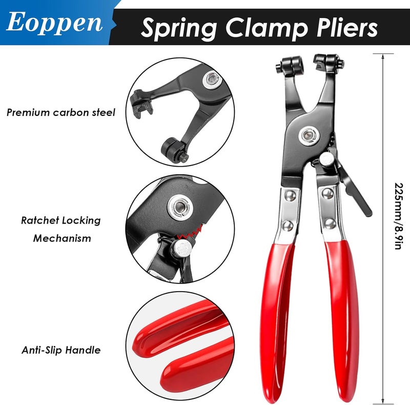 Eoppen 132Pcs 6-25mm Spring Hose Clamps Assortment Kit with Swivel Flat Band Fuel Hose Clamp Plier - 16 Sizes Fuel Line Silicone Vacuum Hose Low Pressure Air Clamps - Image 3